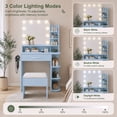 thumbnail image 5 of ICEELF Blue Makeup Vanity with Chair, Small Vanity Desk with Mirror & 3 Color Lights, Girls Vanity Set with Power Outlet for Small Space, 5 of 9