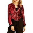 thumbnail image 1 of INSPIRE CHIC Veste à Paillettes pour Femme Fermeture Éclair Poches Cachées Blouson Bomber S Rouge, 1 of 8