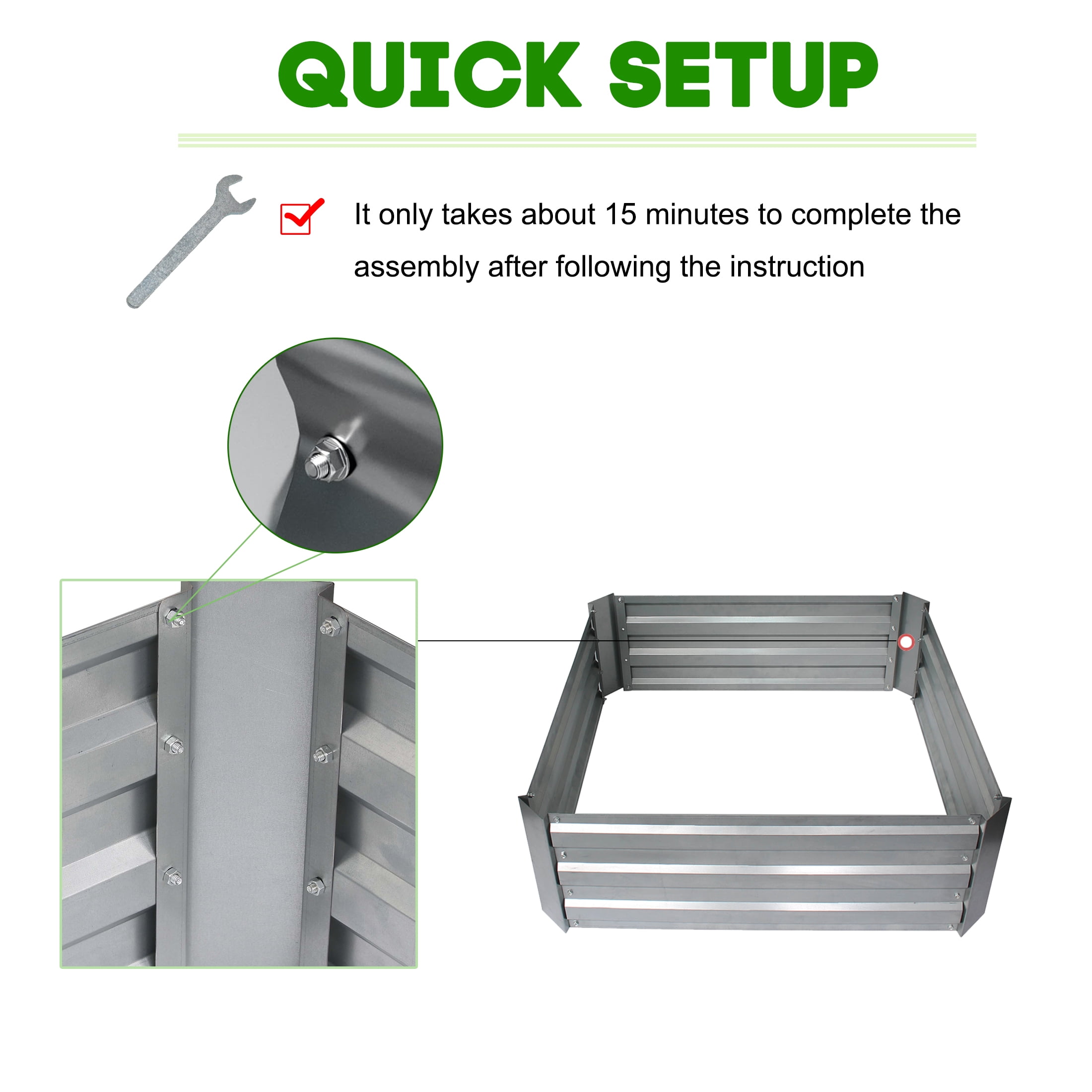 4W 3x3x1ft Galvanized Metal Raised Garden Bed,Rust-Resistant Planter for Vegetables&Flowers,Outdoor Use