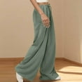 thumbnail image 4 of Women Wide Leg Sweatpants New Women's Casual Pants Wide Leg High Waisted Baggy Pants Loose Pants Solid Color Beach Pants with Pockets Green XL, 4 of 8