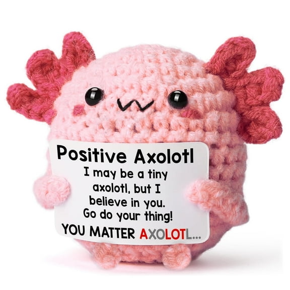 Positive Crochet Animals, Handmade Mini Animals Crochet Mini Cute Desk Decor Birthdays Gifts for Animal Lover, Easter Basket Stuffers Encouragement Inspirational Gifts for Women