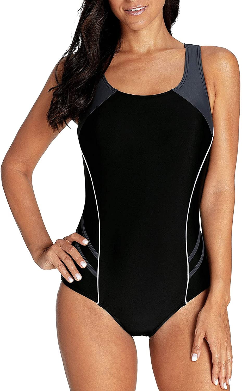 CharmLeaks Womens Athletic One Piece Swimsuit Crossback Swimwear Bathing Suit 