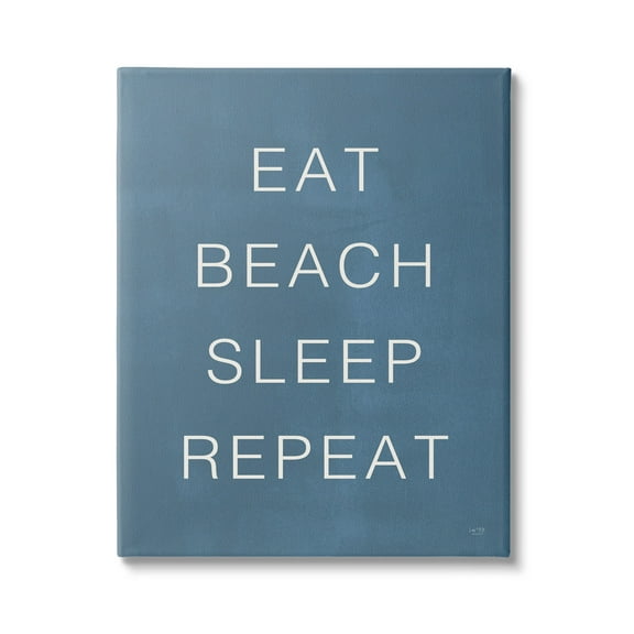 Stupell Industries Eat Sleep Beach Repeat Phrase Nautical Blue,16 x 20, Design by Lux   Me Designs