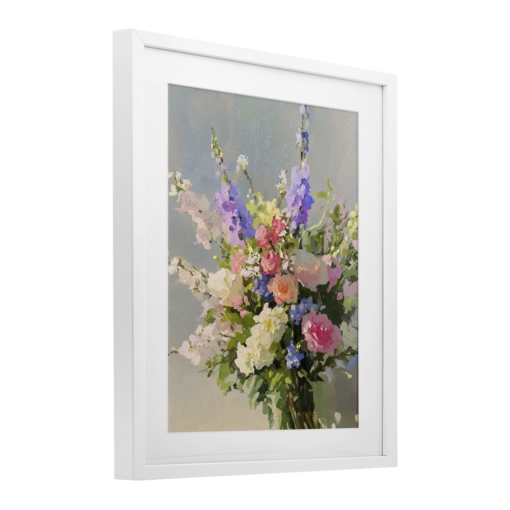 Stupell Industries Romantic Pastel Garden Bouquet White Framed Print Under Glass, design by The Prints Vibe