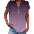 thumbnail image 2 of Womens Casual Tops Blouse for Women Women Casual Printed Short Sleeve Button Home V-Neck T-shirt Blouses Dark Gray XXL, 2 of 6