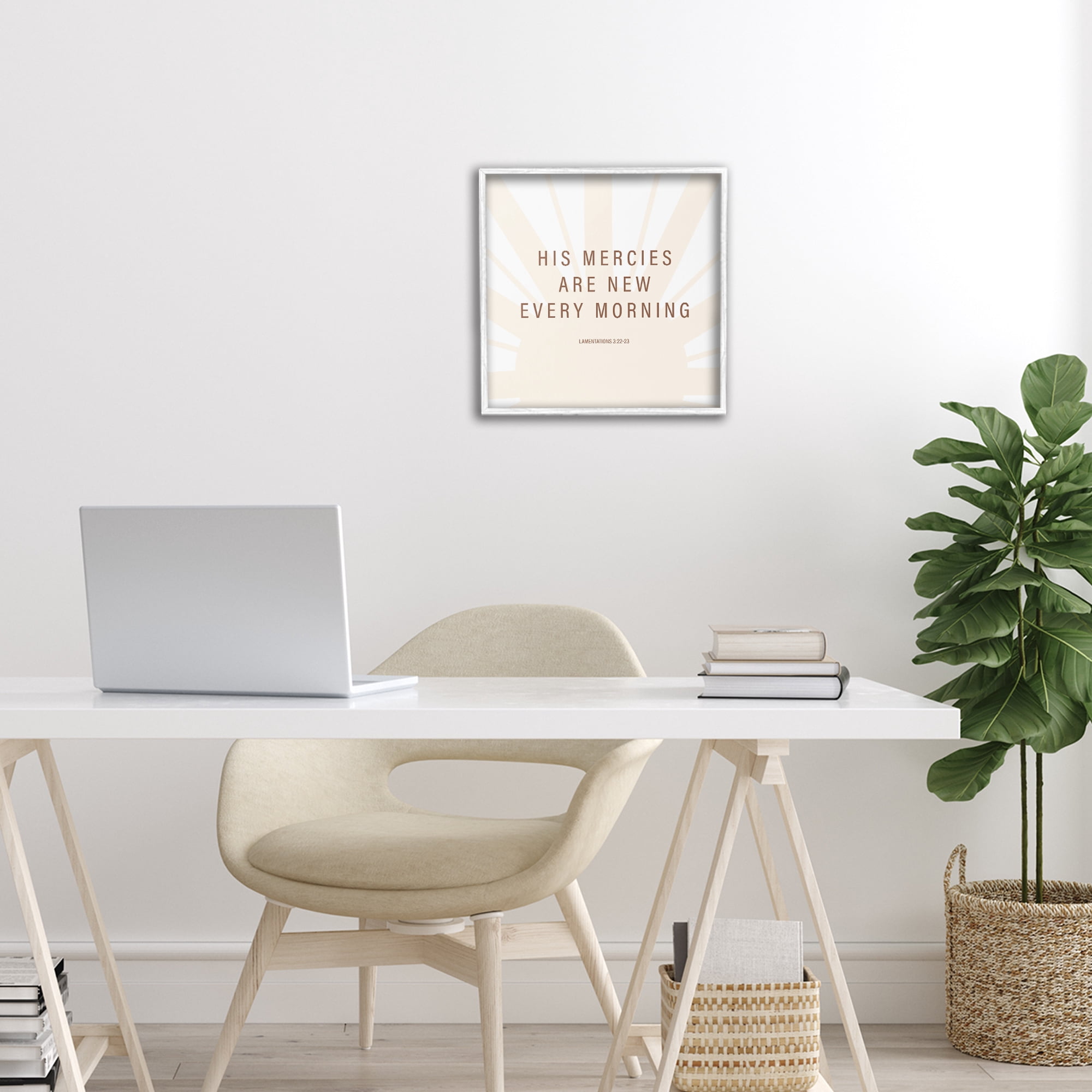 Stupell Industries His Mercies Are New White Framed Giclee Art, design by SD Graphics Studio