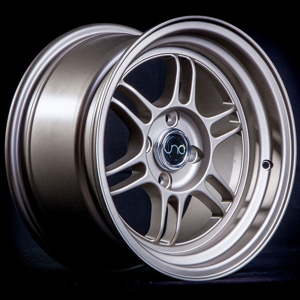 4x100-15x8 inch JNC Wheels 15 JNC014 Hyper Silver Machined Lip Rim 