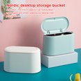 thumbnail image 2 of Desktop Trash Can Storage Bin with Dustbin Sundries Lid Garbage Waste Container Box Household Dustbin Press Organizer Basket Decoration White, 2 of 8