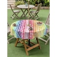 thumbnail image 3 of Outdoor Tablecloth with Umbrella Hole and Zipper, Dandelion Round Table Cloth 54 Inch Waterproof Tablecloth, Rainbow Stripes Modern Minimalist Flowers Picnic Table Cover for Patio Camping, 3 of 7