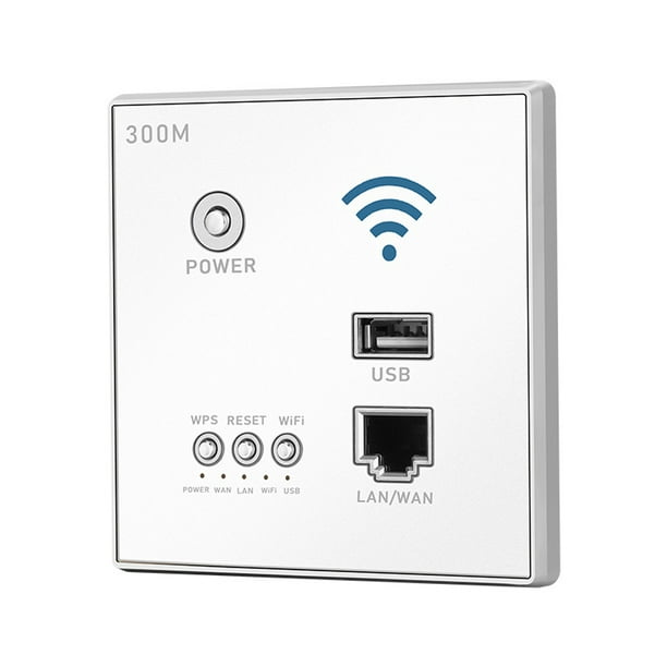 300Mbps In-Wall Wireless Router AP Access Point WiFi Router Network Switch WiFi AP Router with WPS USB Socket White Walmart.com