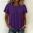 thumbnail image 2 of GigrtiJin Womens Short Sleeve T Shirts Pleated Baggy Basic T Shirts Casual Outdoor Pull On Round Neck Cropped Tees for Womens, 2 of 7