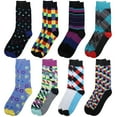 thumbnail image 2 of Falari 8 Pairs Men Fancy Colorful Funny Novelty Casual Dress Crew Socks, 2 of 2