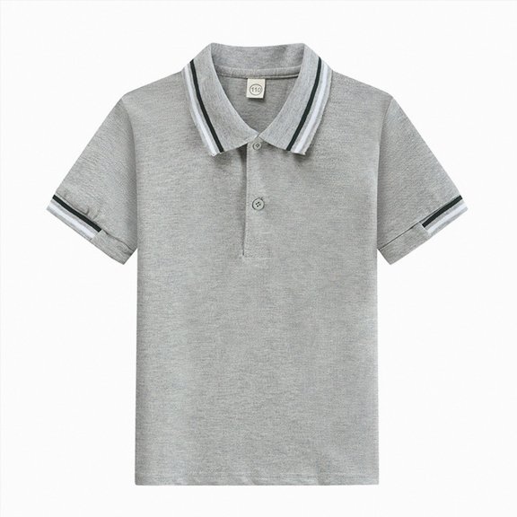 BOBOGOJP Baby Kids Boy Girl Solid Casual Short Sleeve Polo Shirt Pullover Tops Cute Shirts Grey for Size 4-5 Years