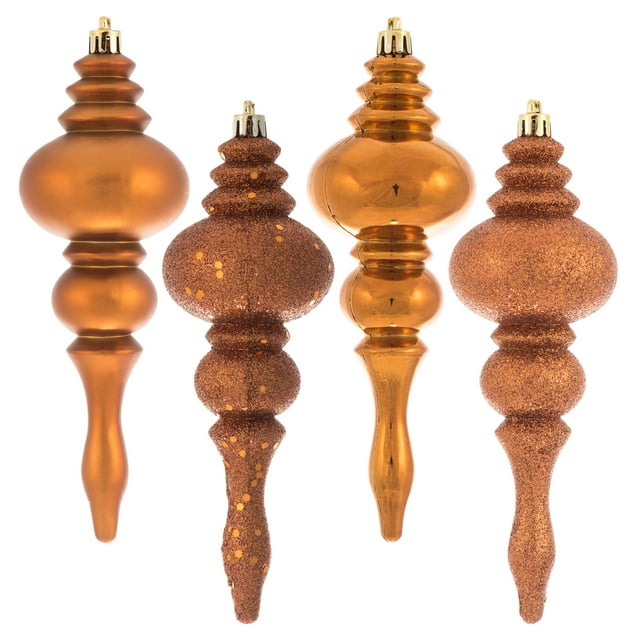 Adorno de árbol de Navidad Vickerman 7" Remate 4 Acabados Paquete de 8