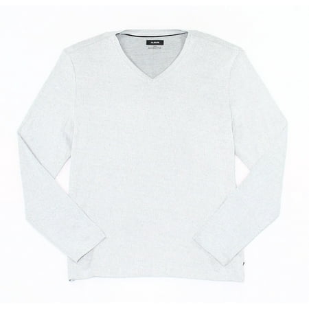Mens Classic V-neck Sweater - NEW White Gray Micro Stripe Mens XL Lightweight V Neck Sweater