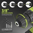 thumbnail image 3 of 20V MAX Cordless Drill Set with Battery & Charger, 280 in-lbs Power Drill Kit, 2-Speed (0-1400 RPM), 21+1 Torque, 3/8" Keyless Chuck, 30pc Drill/Driver Bits, LED Light for Wood/Metal/Concrete(Green), 3 of 9