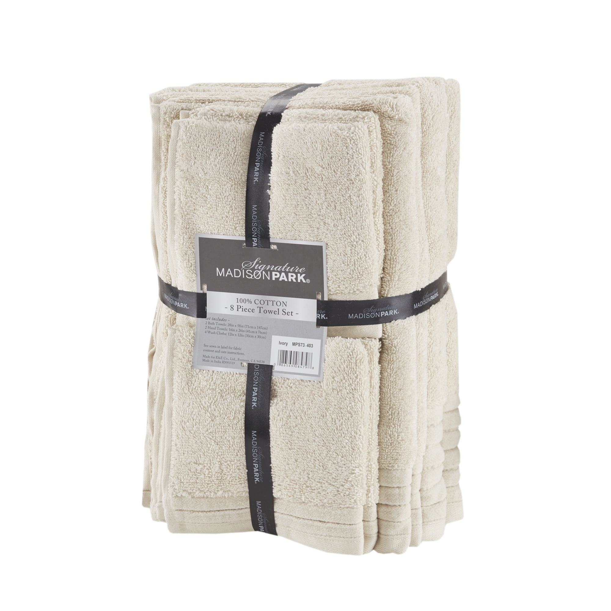 Madison Park Signature Cotton 8-piece Antimicrobial Bath Towel Set