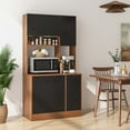 thumbnail image 2 of Costway 71'' Tall Kitchen Pantry Buffet Hutch Freestanding Storage Cabinet 4 Doors Walnut, 2 of 11