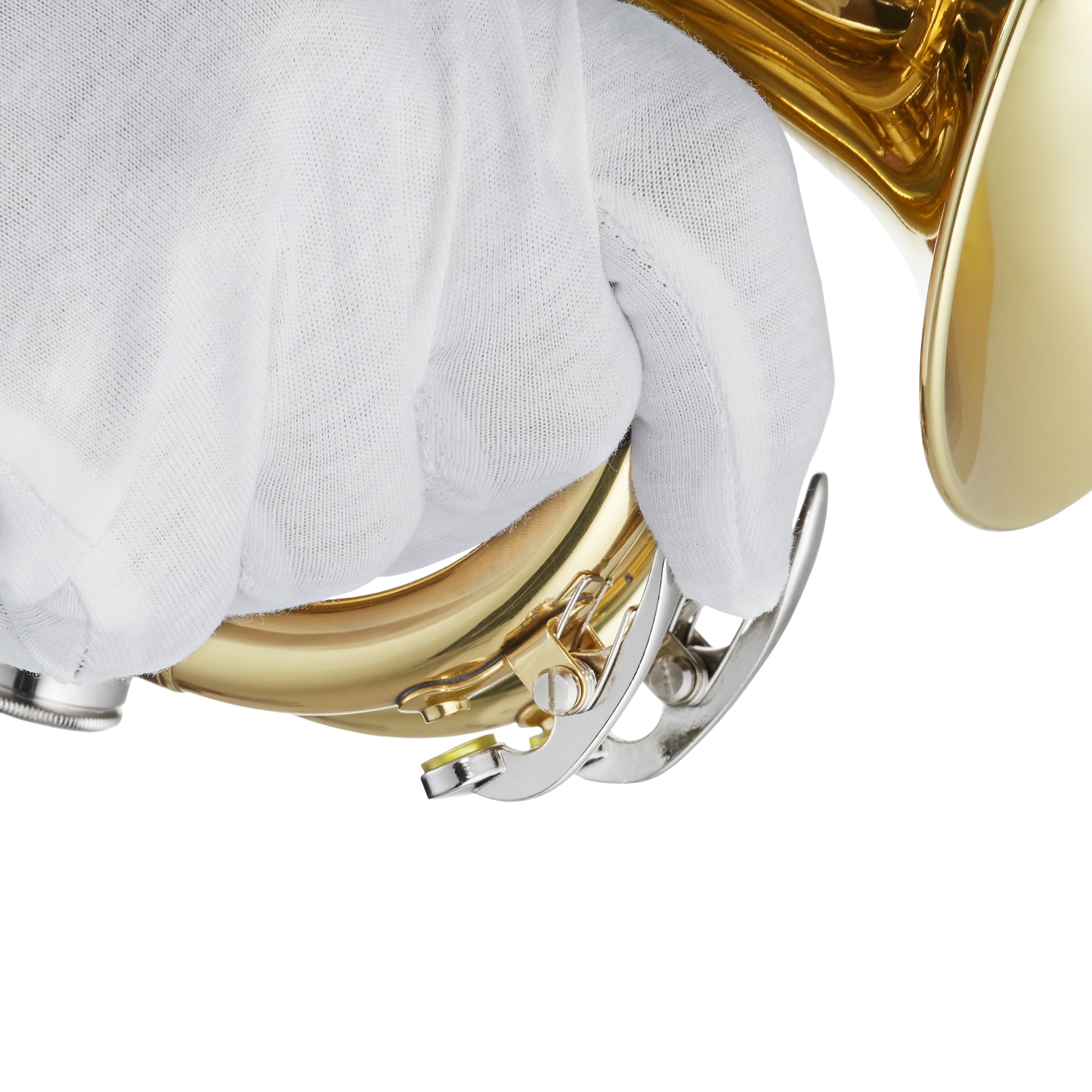 Ashthorpe Bb Brass Pocket Trumpet with Gold Lacquer Finish - Includes Case, Mouthpiece, Gloves, Cleaning Cloth, Valve Oil