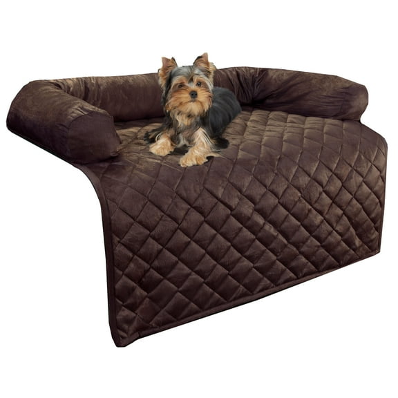 PETMAKER 30x30.5 Couch Cover for Dogs with Memory Foam Bolster (Brown)