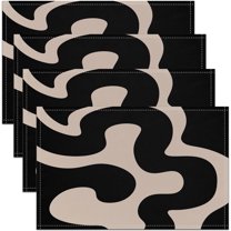 Black and Dark Tan Placemats Set of 4 12"x18" Geometry Geometric Modern Placemats for Dining Table Indoor Outdoor Kitchen Neutral Art Table Mats Placemat Abstarct Art Decor Table Place Mats