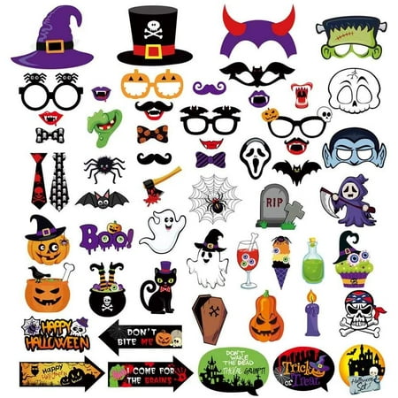 56pcs Happy Halloween Photo Booth Props for Halloween Party Supplies ...