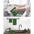 thumbnail image 5 of St Patrick's Day Kitchen Dish Towels for Drying Dishes Set of 2, Watercolor Shamrock Leaf Retro Dark Green Waffle Weave Microfiber Hand Tea Bathroom Towels Quick Dry & Absorbent Towel 12x12, 5 of 7