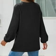 thumbnail image 5 of Long Sleeve Shirts for Women Waffle V Neck Trendy Oversized Loose Pullover Fall Casual Tunic Tops Black S, 5 of 6