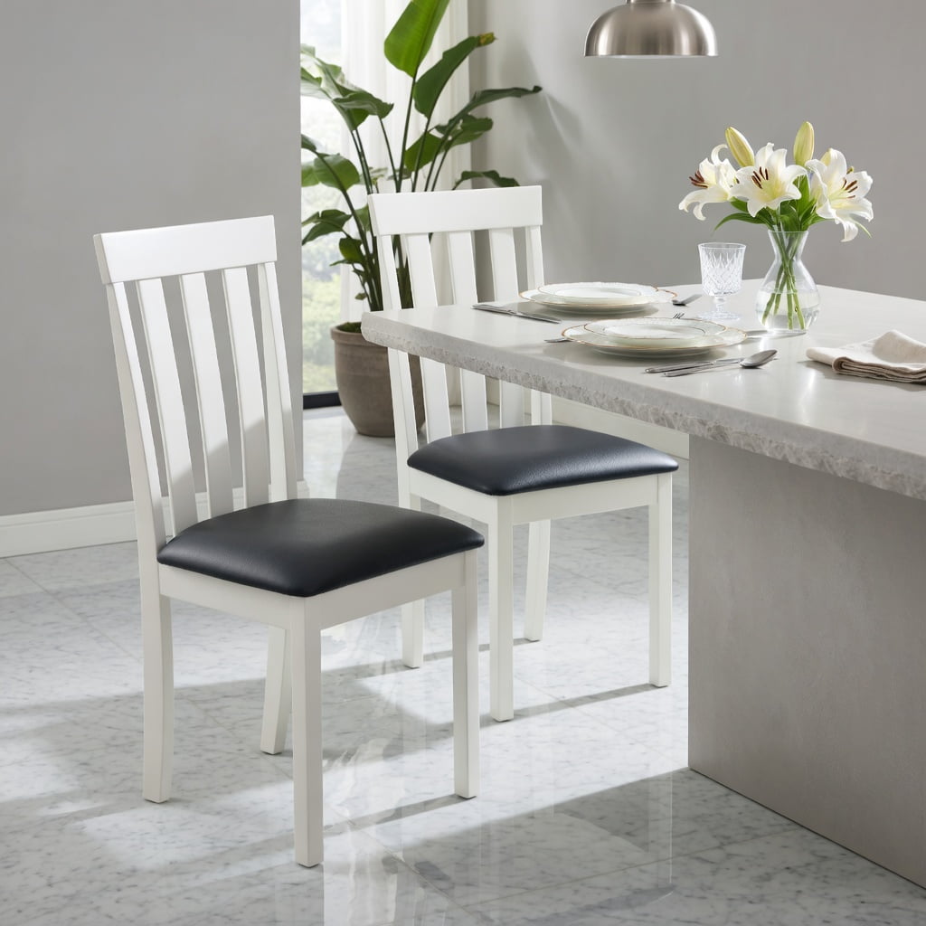 Yardi Yard Dining Chair Set of 2 Upholstered Wooden Kitchen Chairs with Padded Seat and Rubber Wood Frame-White, Dining Chairs Set, Dining Room Chair for Kitchen, Dining, Bedroom, Living