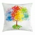 thumbnail image 1 of Rainbow Throw Pillow Cushion Cover, Multicolored Abstract Tree Seasons of the Year Inspirations Blooming Nature Imagery, Decorative Square Accent Pillow Case, 24 X 24 Inches, Multicolor, by Ambesonne, 1 of 2