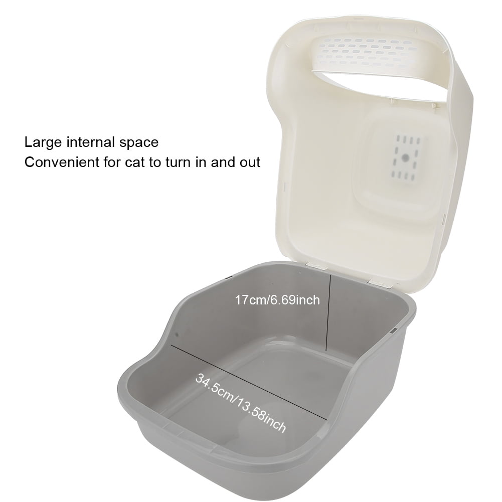 Durable Cat Litter Box Plastic Sky Gray Frosted Baffle Cat Box With Lid