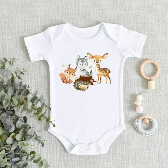 Woodland Animals Baby Bodysuit, Forest Animals Baby Bodysuit, Woodland Themed Baby, New Baby Boy, Cute Baby Shower Gift Cute Baby Onesie, BABY BODYSUIT LAT 4424