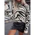 thumbnail image 6 of Women'S - Graphic Sweaters Mock Neck Long Sleeve Knitted Pullover Trendy Fall Fahion White L, 6 of 9
