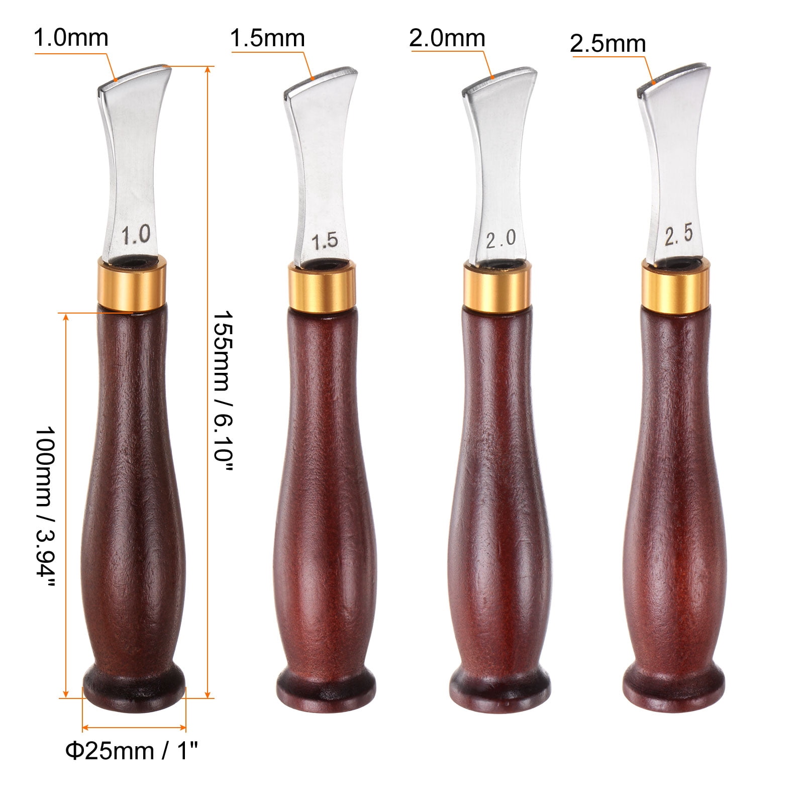 Leather Edge Creaser 1mm 1.5mm 2mm 2.5mm Stainless Steel DIY Leather, Red