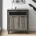 thumbnail image 4 of Walker Edison Mesh Metal Drop Down Door Wood Accent Cabinet Entryway Bar Storage Entry Table Living Dining Room, 30 Inch, Grey Wash, 4 of 5