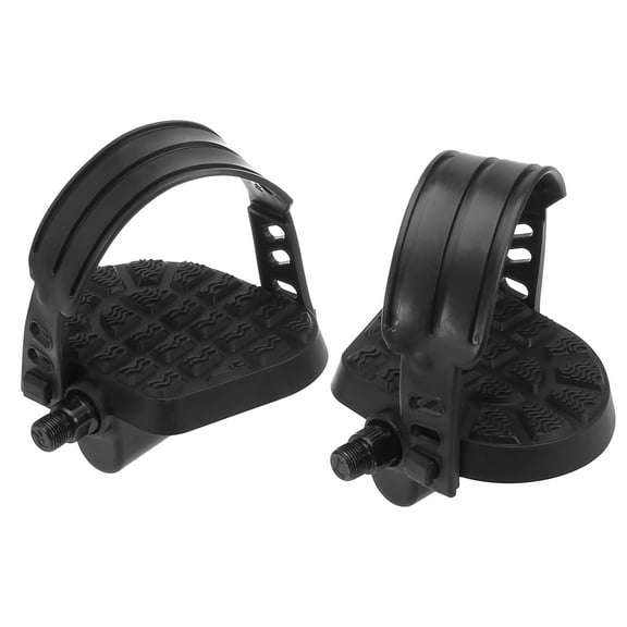 REGALWOVEN Pair Road Bike Bicycle Pedals 9/16" Spindle Platform with Rubber Belt Foot Strap