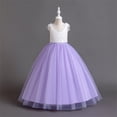 thumbnail image 4 of Miluxas Sleeveless Flower Girl Dress A-Line Straight Tutu Tulle Backless Princess Puffy Lace Dresses Party Gown Purple 7-8 Years, 4 of 9