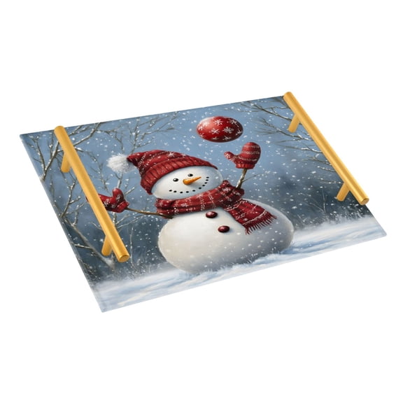 Ryvnso Snowman Play Ball Christmas Winter Bathroom Tray Vanity Countertop Trays Acrylic Organizer