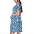 thumbnail image 2 of Lsque Dolphin Lovers Print Women's Casual Dress T-Shirt Summer Short Sleeve Scoop Neck Swing Dresses, 2 of 6