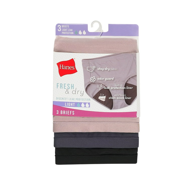 Hanes Women's 3pk Comfort Period And Postpartum Light Leak Protection Briefs  - Beige/gray/black Xl : Target