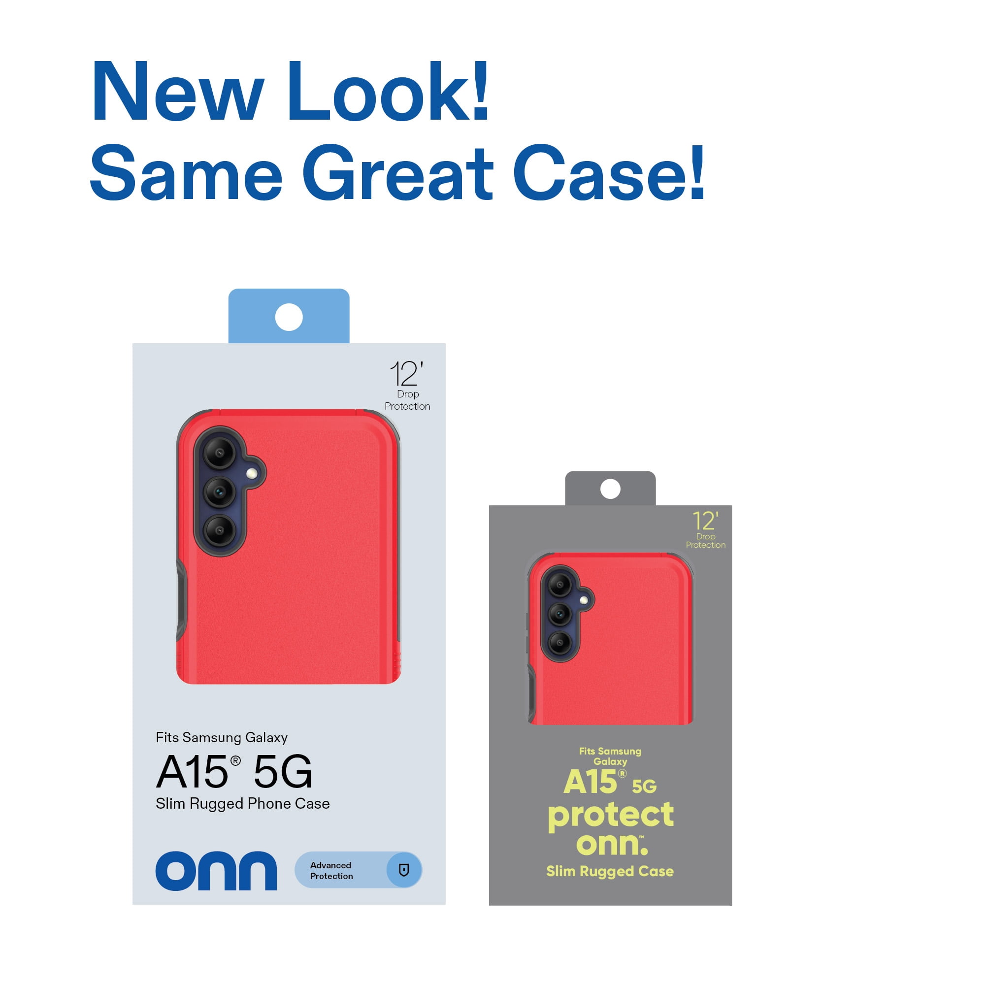 onn Slim Rugged Phone Case for Samsung Galaxy A15 5G - Red/Gray