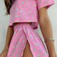 thumbnail image 2 of Pijama de dos piezas de manga corta con estampado de punto y pantalones cortos de moda de verano para uso doméstico, venta al por mayor para mujer, 2 of 5