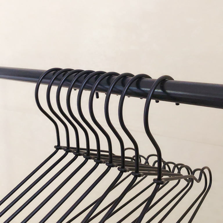 Metal Wire Hanger  Strong Black Coat Clothes Steel Water Proof Heavy Duty  Space Saving Wardrobe Hangers. – Goal Winners