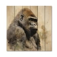 thumbnail image 3 of Designart "Powerful Primate Gorilla I" Animals Print on Natural Pine Wood, 3 of 5