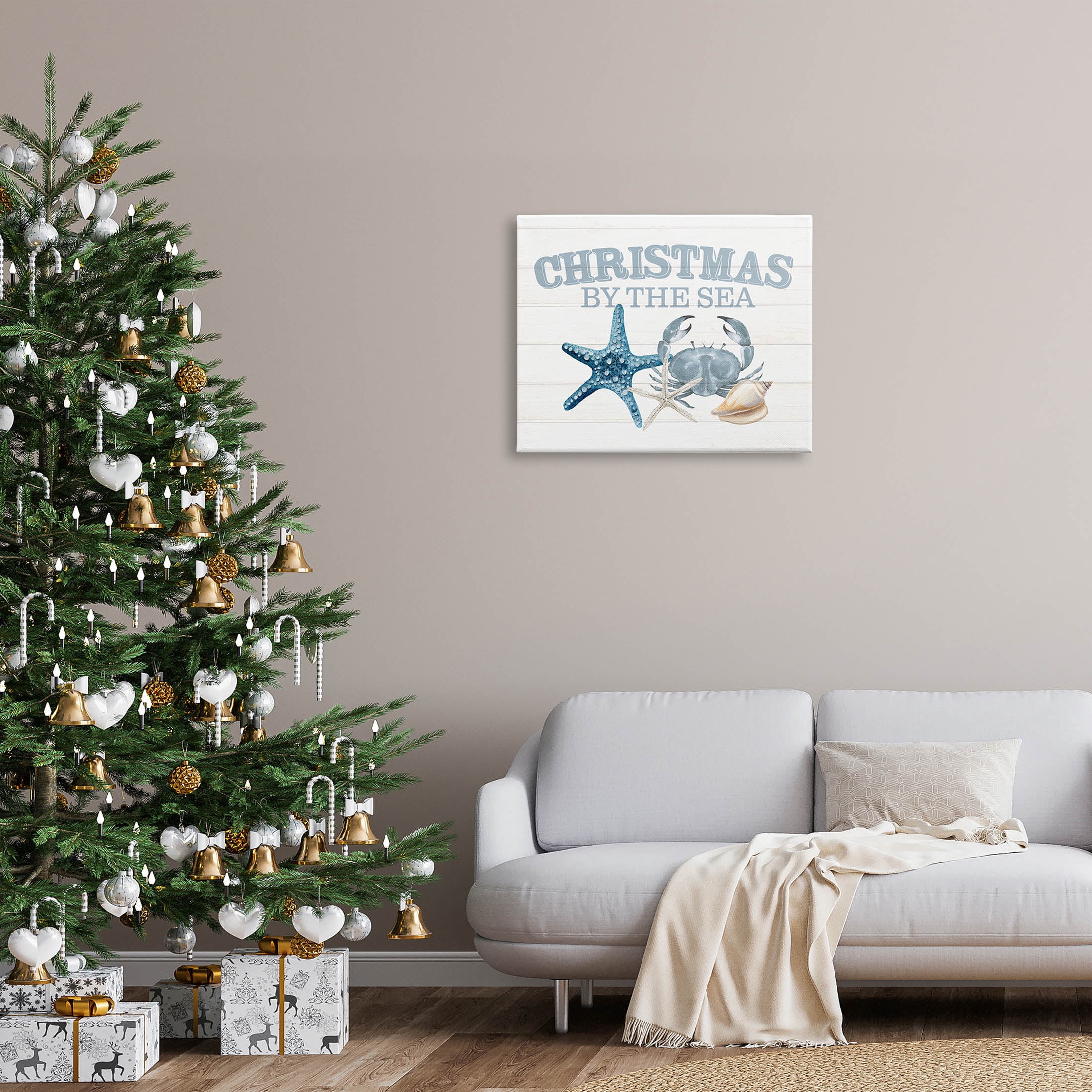 Stupell Industries Christmas By The Sea Nautical Graphic Art Gallery Wrapped Canvas Print Wall Art, Design by Kim Allen