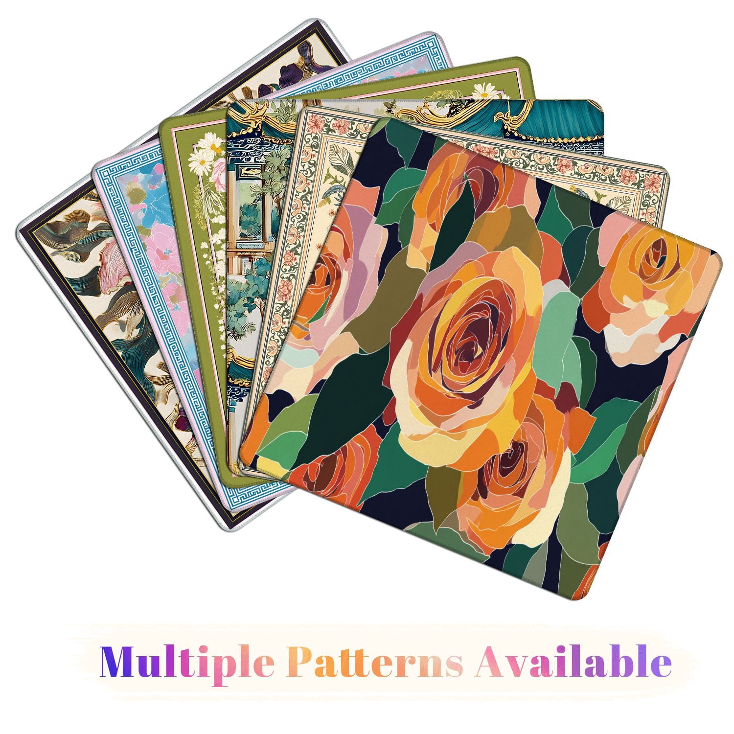 Mahjong Mat 31.5" x 31.5" Artistic seamless abstract flowers Creative collage Non-Slip Noise Reduction American Mahjong Tiles Table Cover for Dominoes Poker Card Board Games Gift