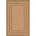 thumbnail image 1 of Unique Loom Outdoor Collection Transitional Indoor & Outdoor Casual Solid Tonal Border Area Rug, 3 ft 3 in x 5 ft, Light Brown/Brown, 1 of 1