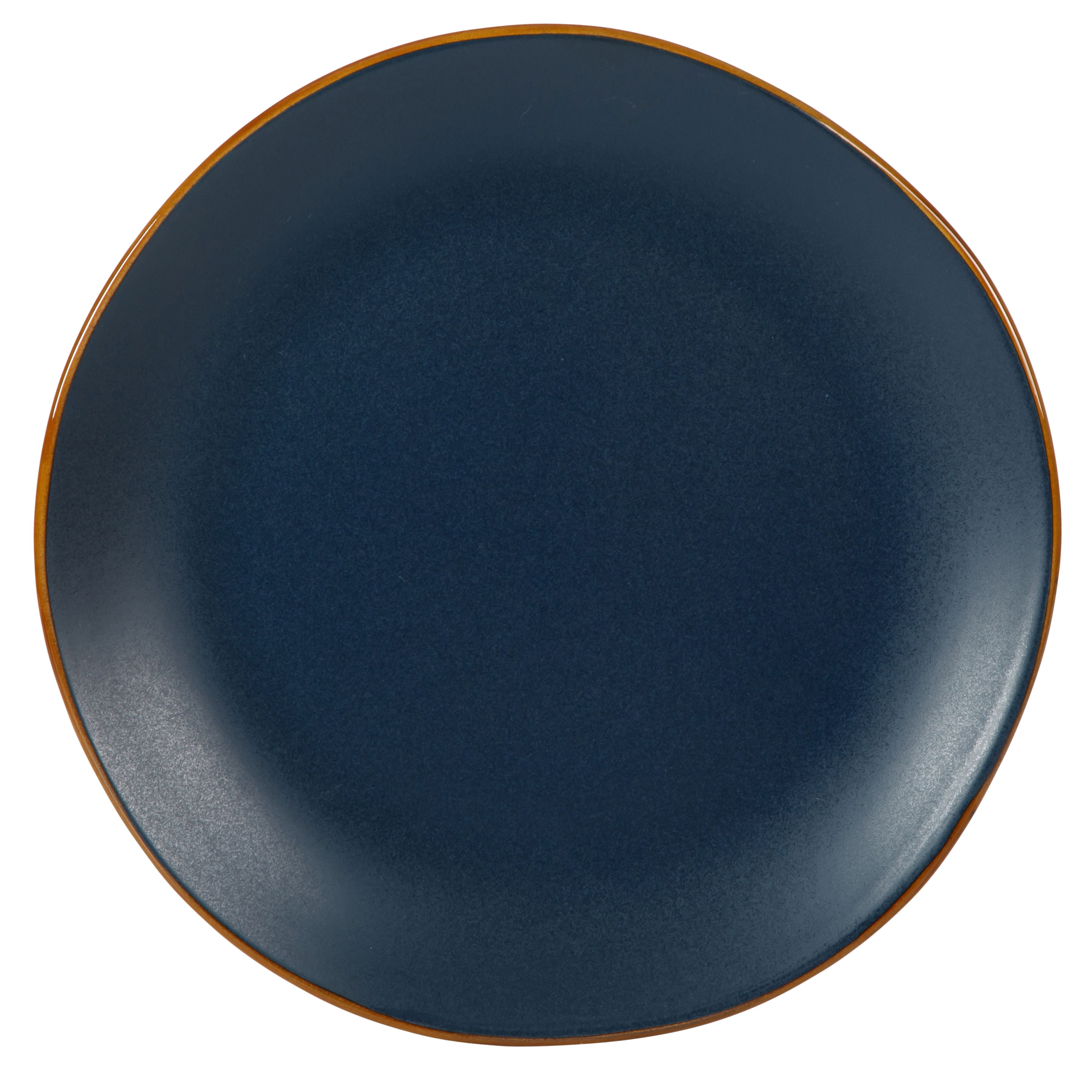 Gibson Home Hazeltine 12-Piece Matte Navy Ceramic Dinnerware Set
