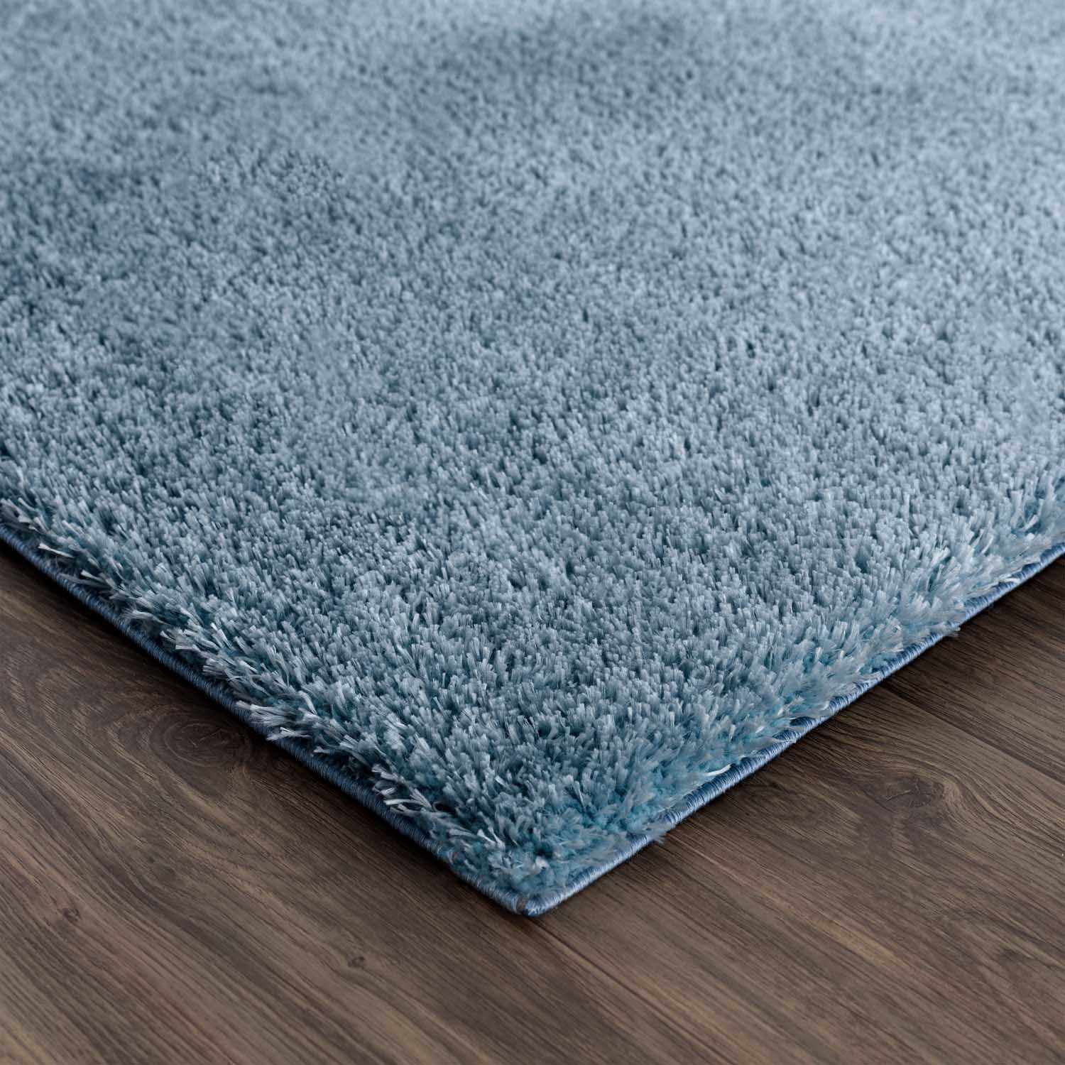 Hauteloom Heavenly Solid Shag Area Rug for Living Room Bedroom - High Pile Fluffy Carpet - Soft Shaggy Cozy Plush Rug - Blue, Denim Blue - 9'3" x 12'