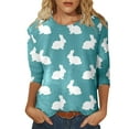 thumbnail image 2 of BOOMILK Easter T Shirts for Women Casual Round Neck 3/4 Sleeve Day Funny Printed Tshirt, 2 of 4